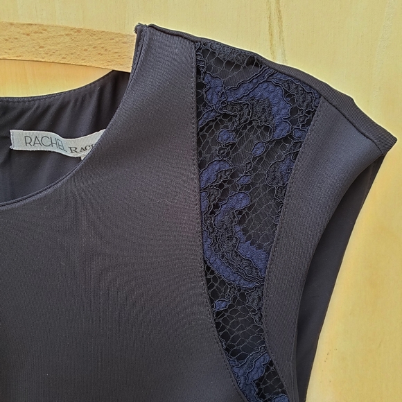 Rachel Roy Black / Navy Lace Scuba Sheath Dress 12 - Picture 6 of 14